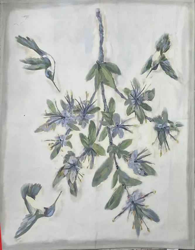 Hand Towel - Hummingbirds Candy Cane